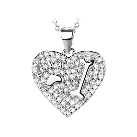 NUBIS® Stříbrný přívěšek - srdce s tlapičkou - NB-4145