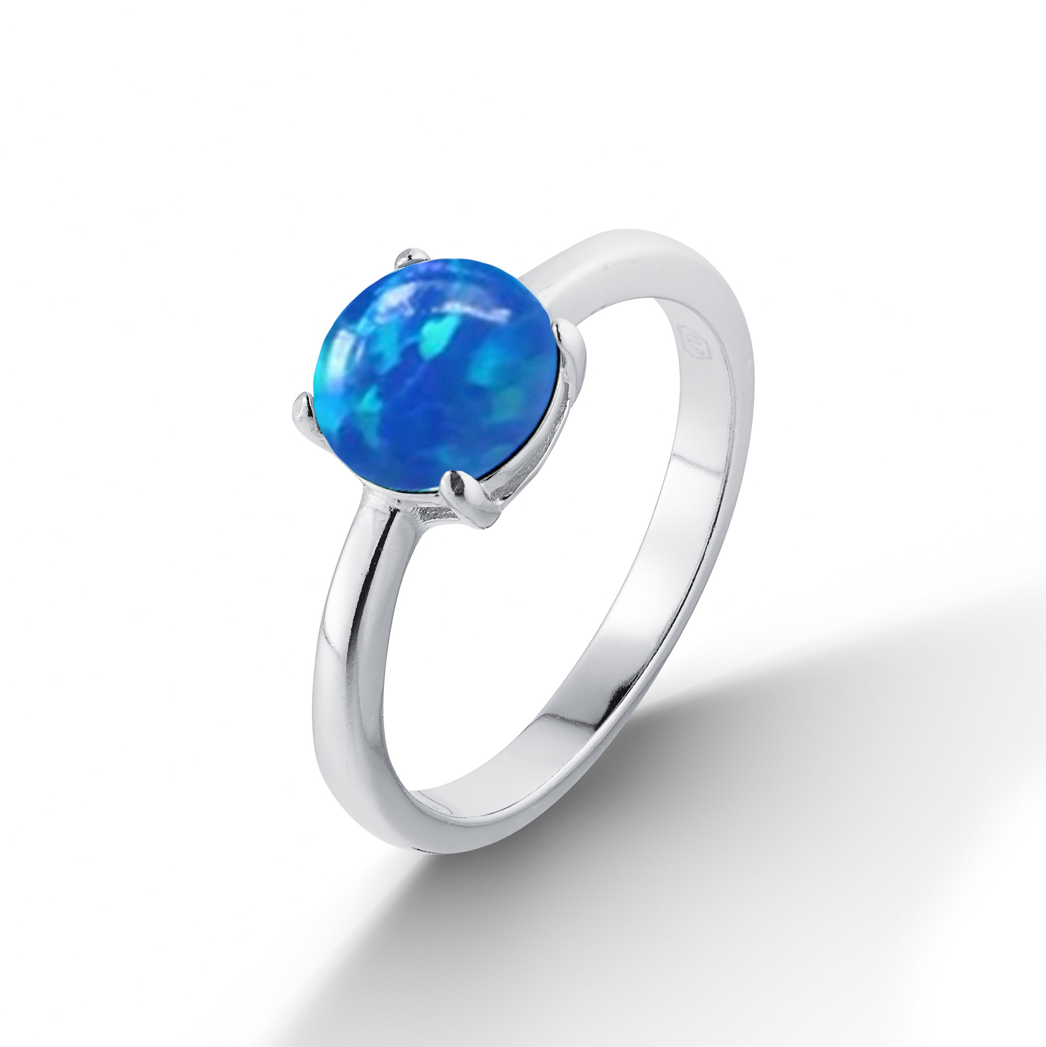NUBIS® Stříbrný prsten s modrým opálem - velikost 60 - NB-5082-60