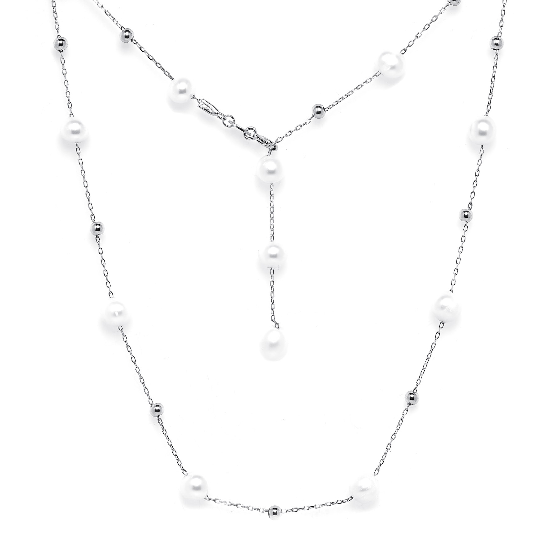 Strieborný náhrdelník s prírodnými perlami