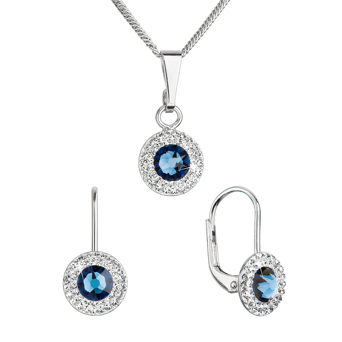 Sada šperkov s kryštálmi Swarovski náušnice a prívesok, Montana Blue