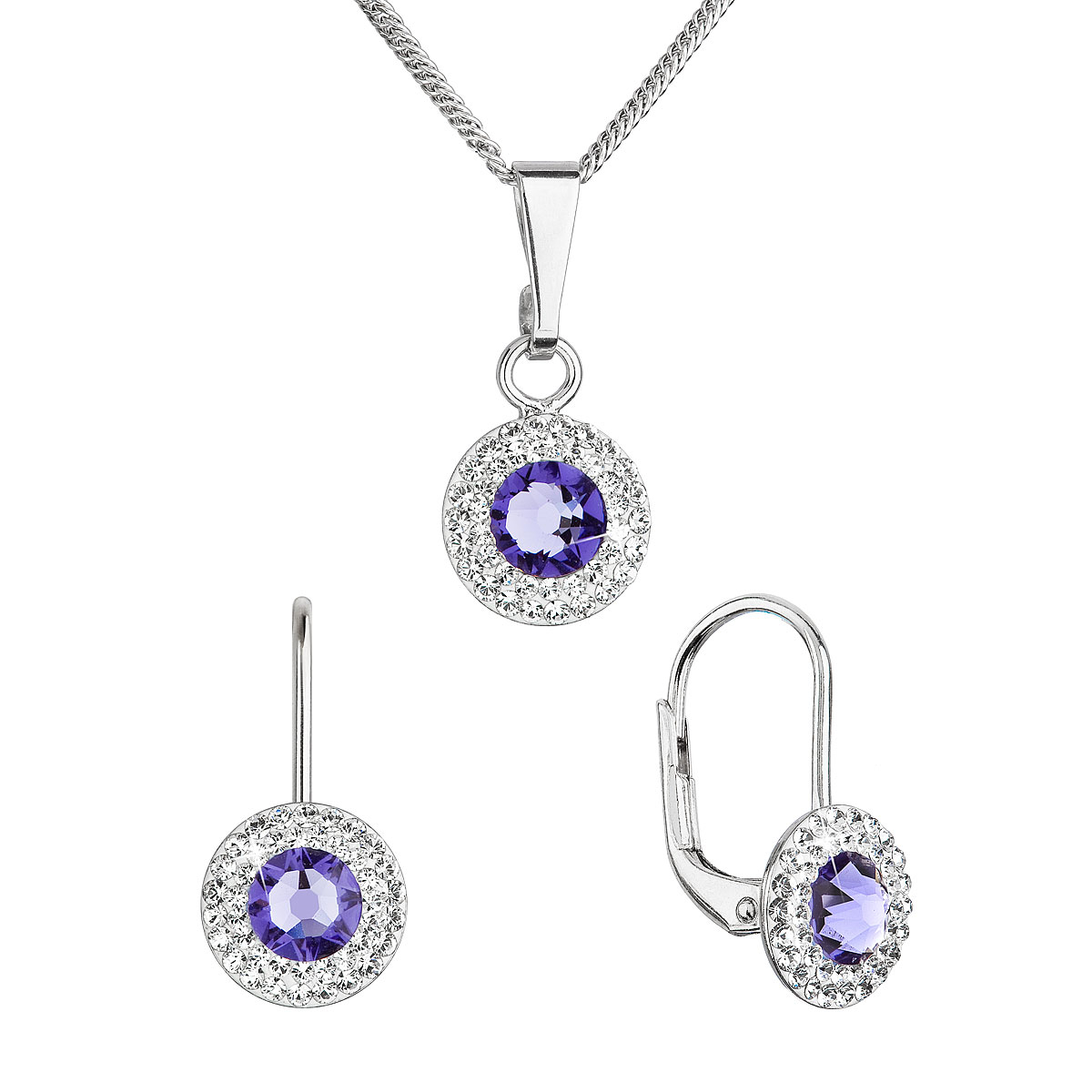 EVOLUTION GROUP CZ Sada šperků s krystaly Swarovski náušnice a přívěsek, Tanzanite - 39109.3