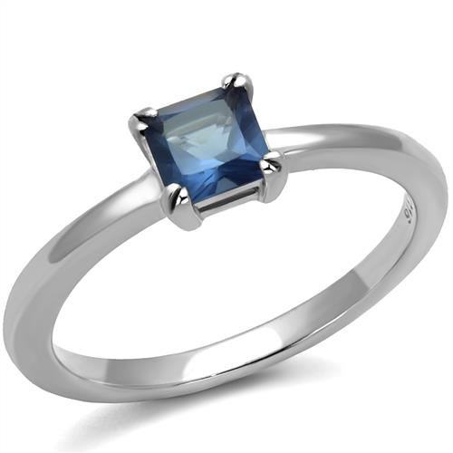 Oceľový prsteň s modrým kameňom