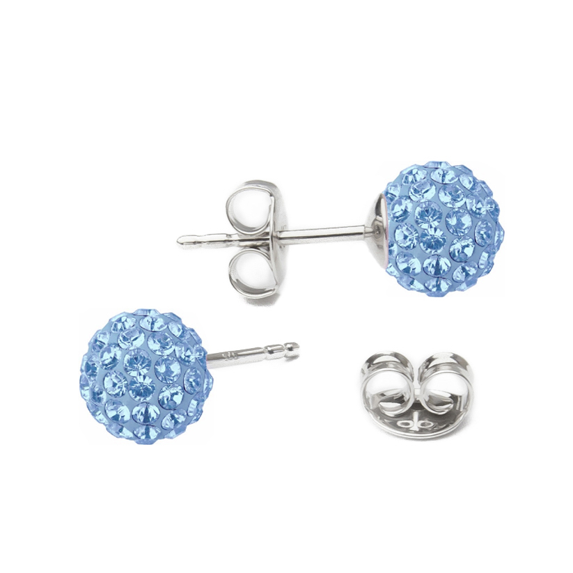 Strieborné náušnice guličky Crystals from Swarovski® Light Sapphire