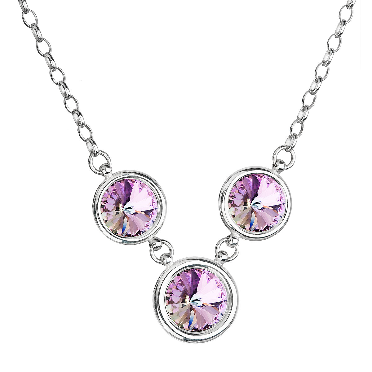 Strieborný náhrdelník so Swarovski kryštálmi, Vitrail Light