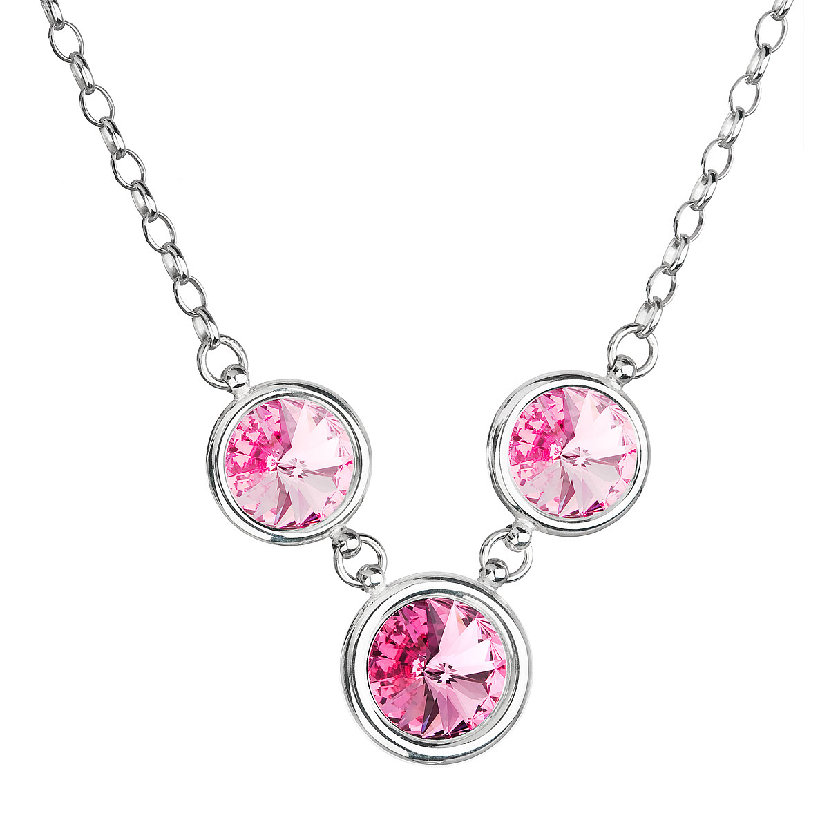 Strieborný náhrdelník so Swarovski kryštálmi, Light Rose