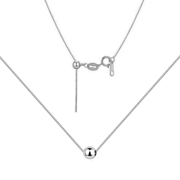 Strieborný štvorcový náhrdelník s guličkou 6 mm