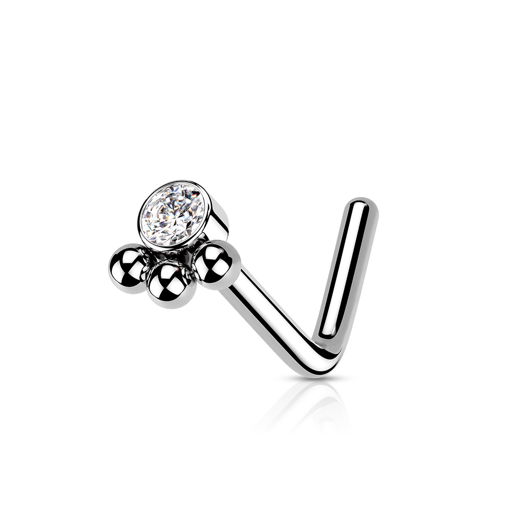 Šperky4U Zahnutý piercing do nosu se zirkonem - N0162-ST