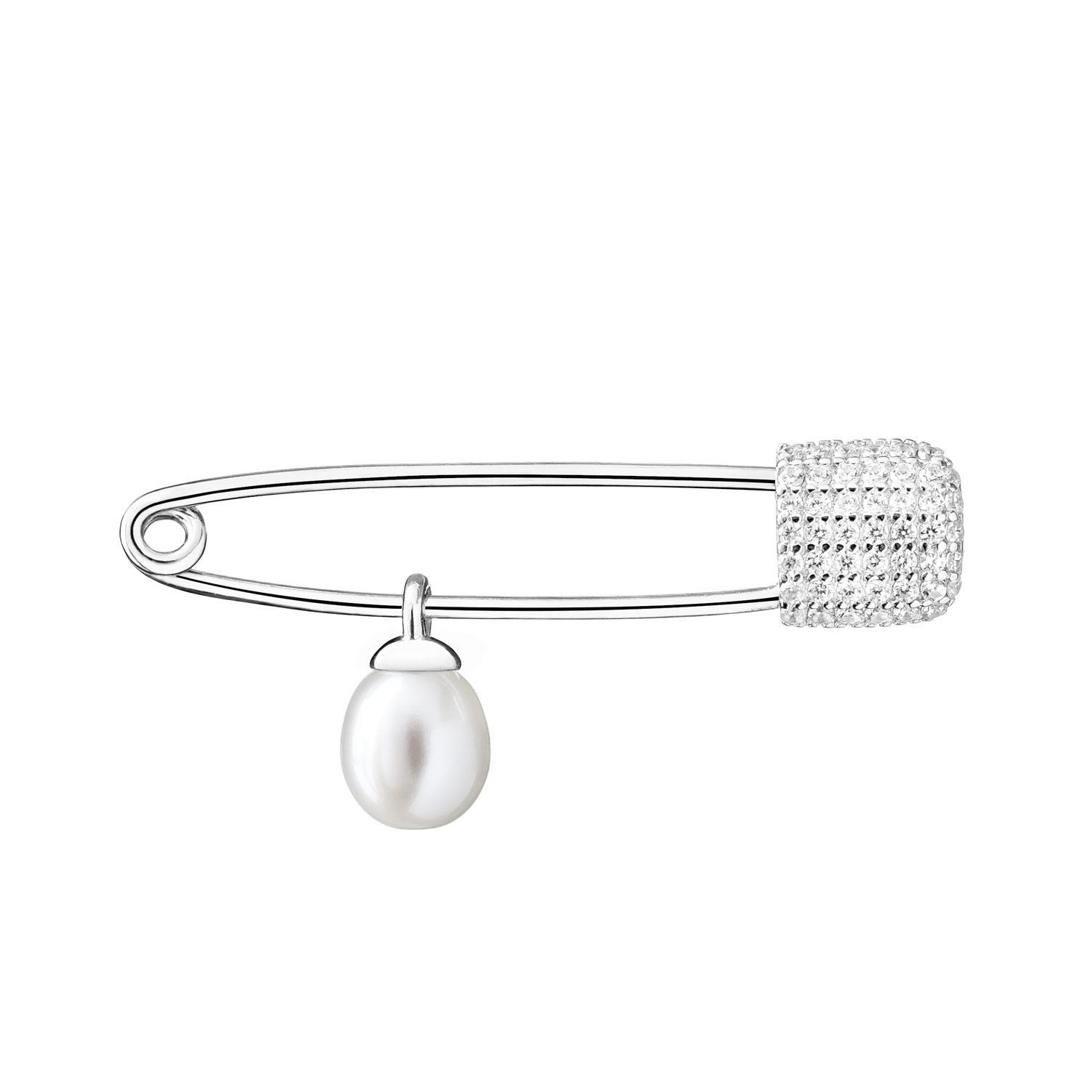 Stříbrná brož s pravou říční perlou