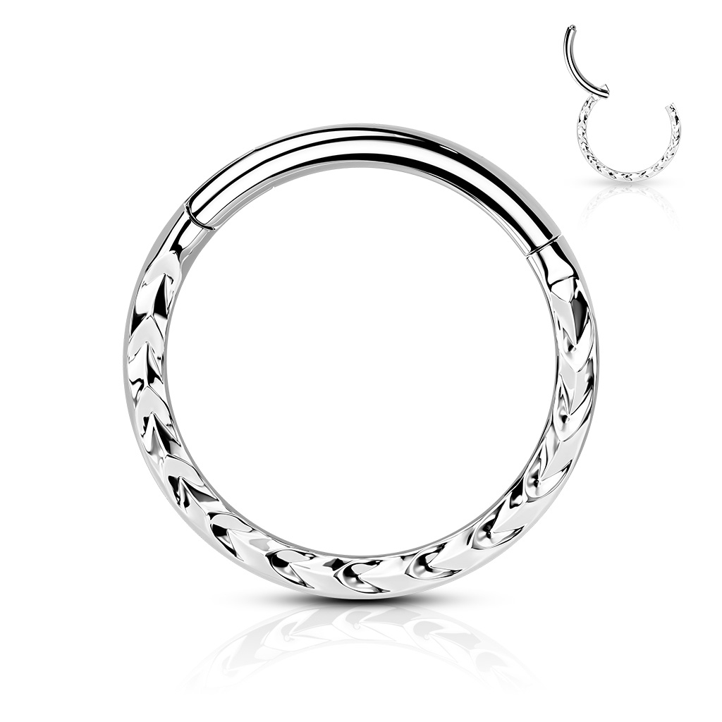 Šperky4U Segment kruh s dekorem - helix / cartilage / tragus piercing - NS0052ST-1208