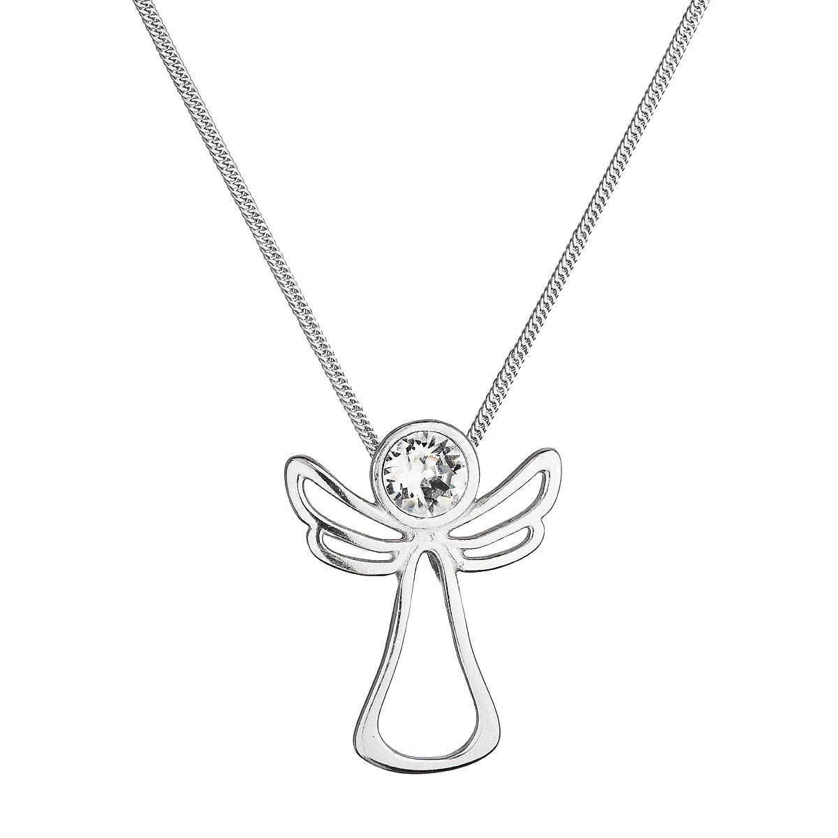 Strieborný náhrdelník anjel so Swarovski kryštálom