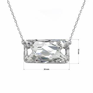 EG4279 Stříbrný náhrdelník s krystalem Swarovski bílý obdélník