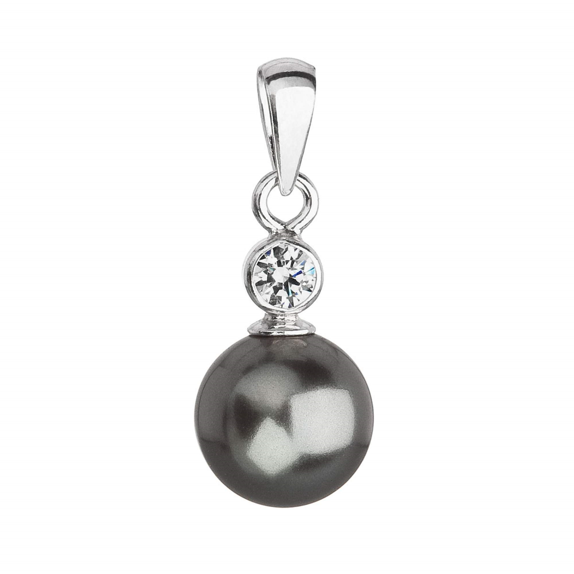 Strieborný prívesok so sivou perlou Crystals from Swarovski ®