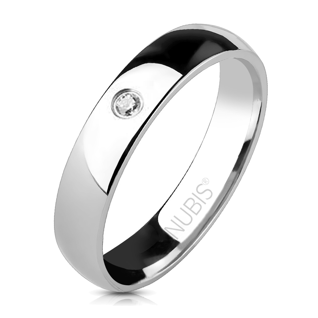NUBIS® NSS1011-ZR Dámský ocelový prsten, 4 mm, zirkon - velikost 61 - NSS1011-ZR-61