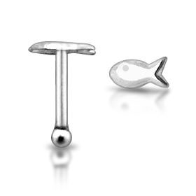 Šperky4U Stříbrný piercing do nosu - rybka - N01102