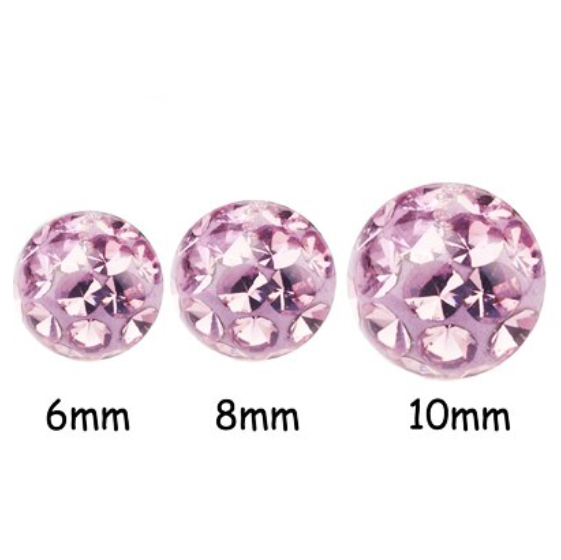 Náhradná gulička s kryštálmi Swarovski® 5 mm, závit 1,6 mm, VIOLET