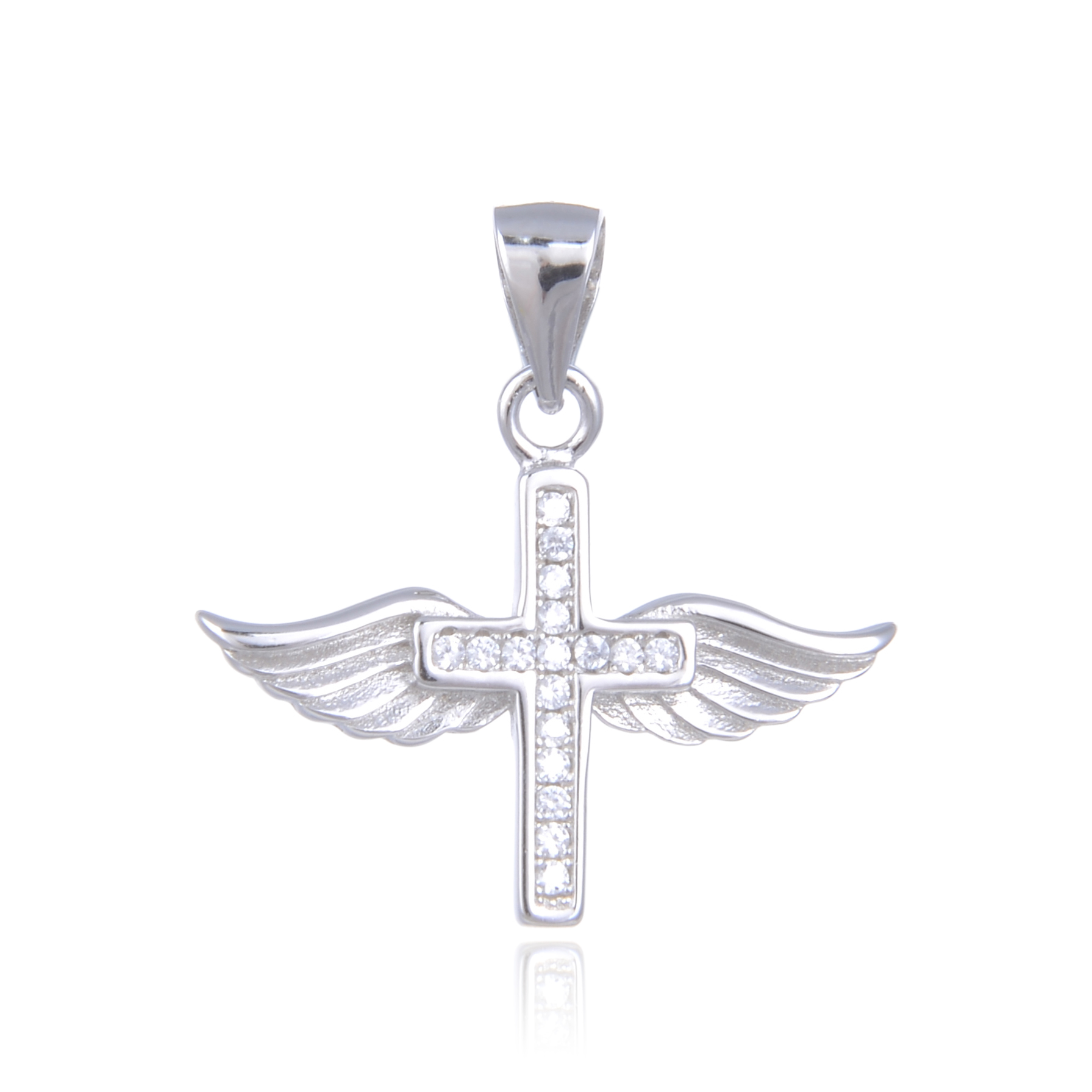 NUBIS® Stříbrný přívěšek křížek s křídly - NB-4180