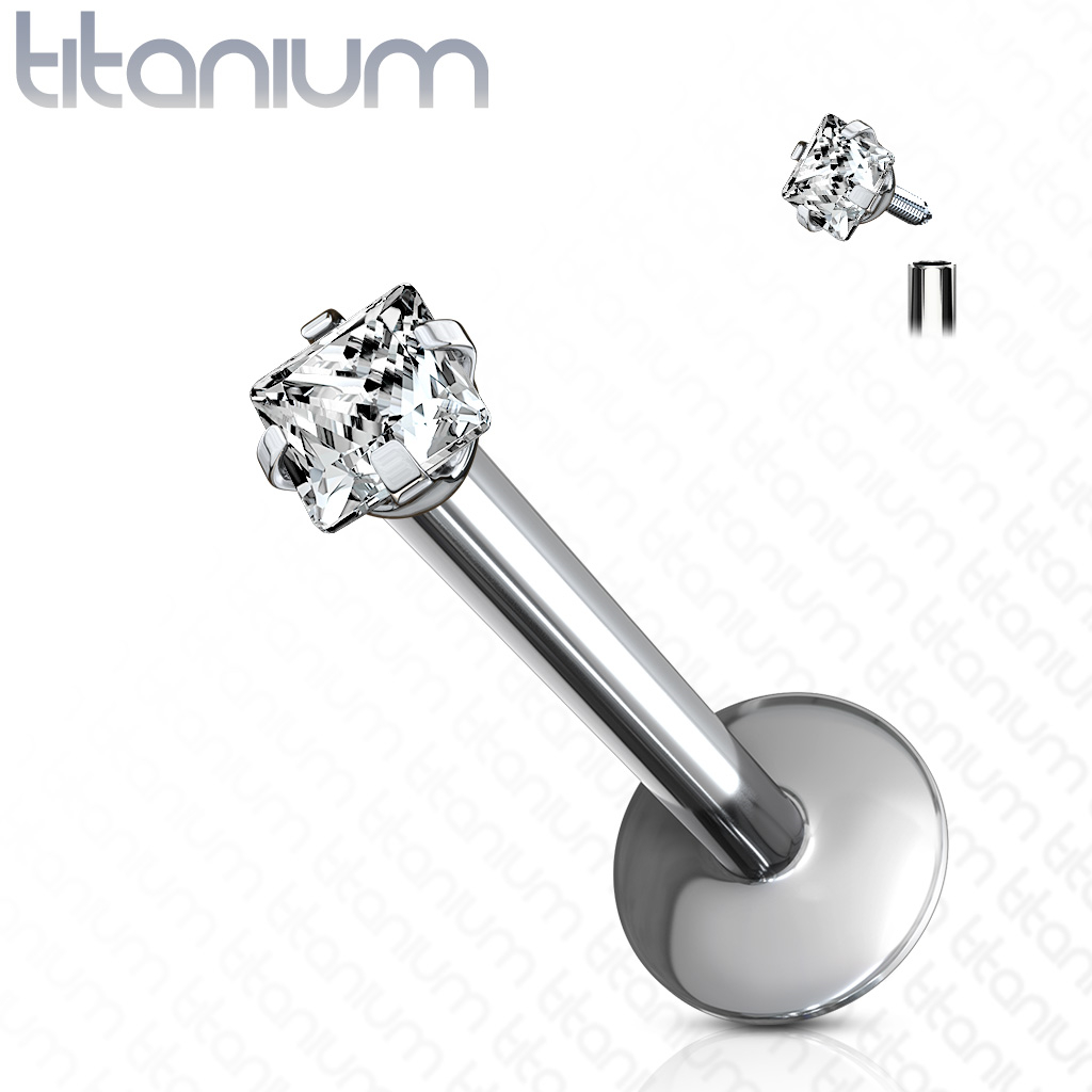 Šperky4U Piercing do brady - labreta titan čtverec - TIT1046-1206