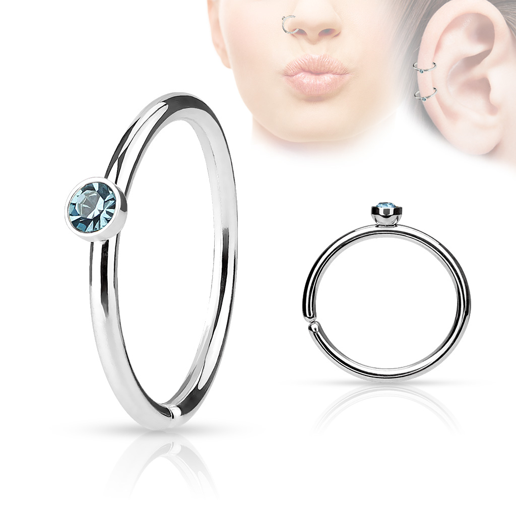 Šperky4U Piercing do nosu/ucha kruh s kamínkem - N01161-Q