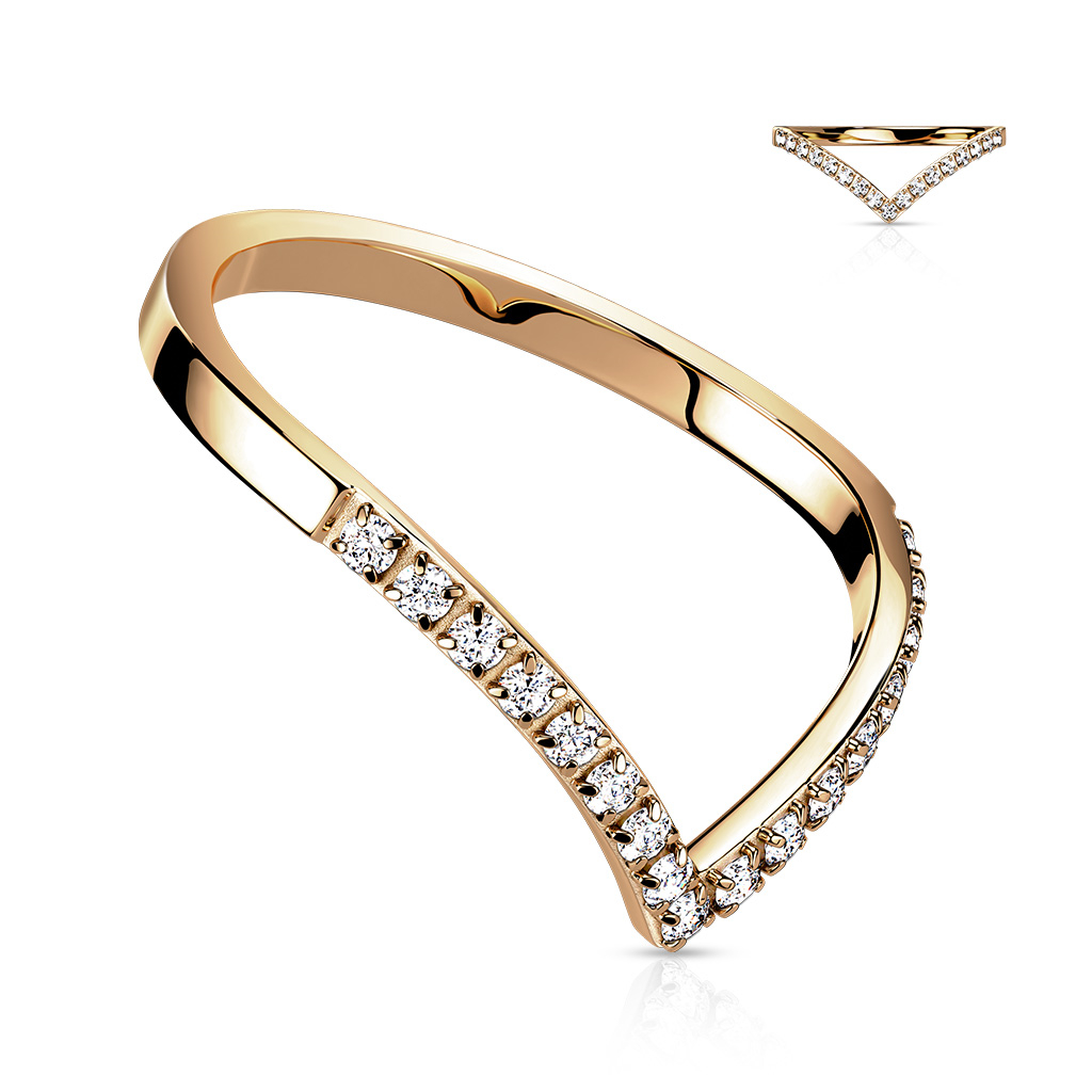 Šperky4U Ocelový prsten špička s čirými zirkony - velikost 52 - OPR1870RD-52
