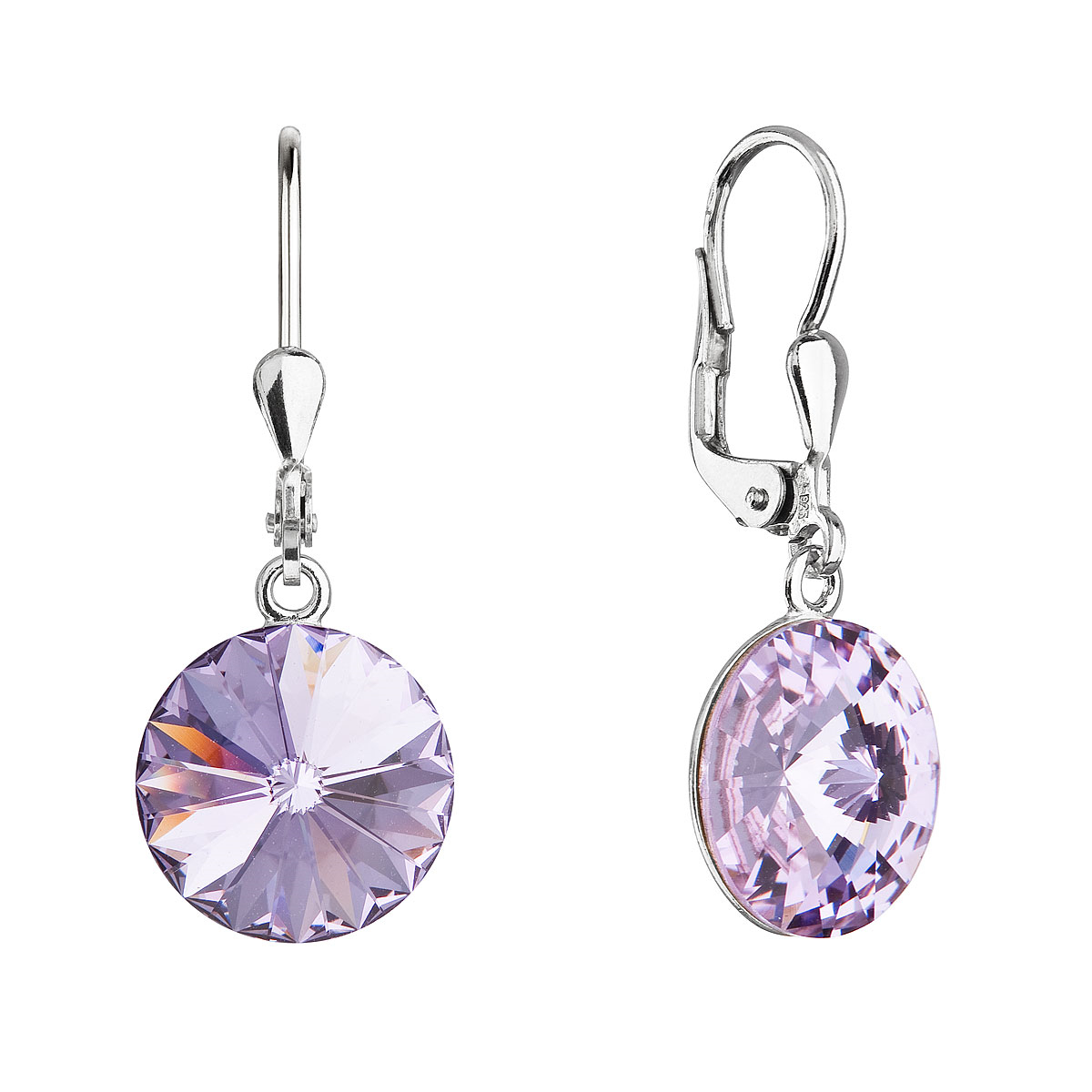 EVOLUTION GROUP CZ Stříbrné náušnice visací s krystaly Swarovski, Violet - 71144.3