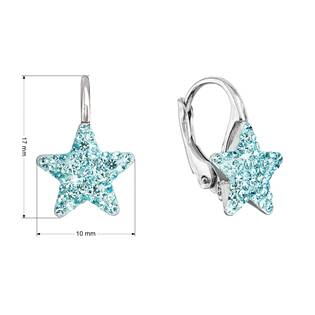 EG2913-AQ Stříbrné náušnice visací s Preciosa krystaly modré hvězdičky, Aqua