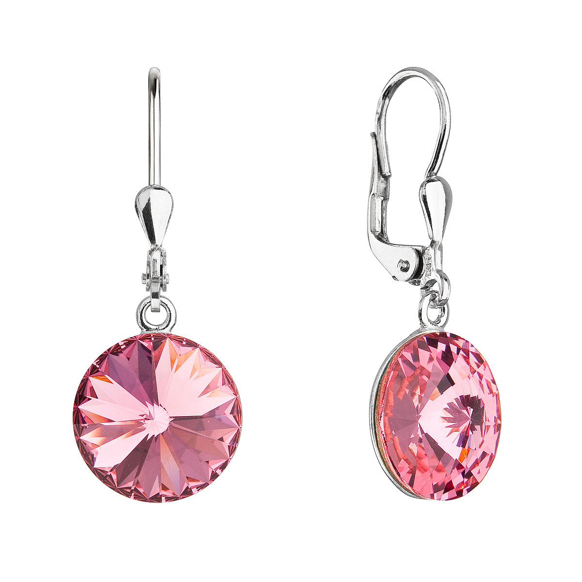 EVOLUTION GROUP CZ Stříbrné náušnice visací s krystaly Swarovski, Rose - 71144.3