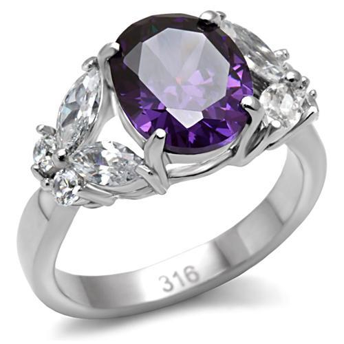 Šperky4U Ocelový prsten s fialovým kamenem - velikost 52 - AL-0101-52