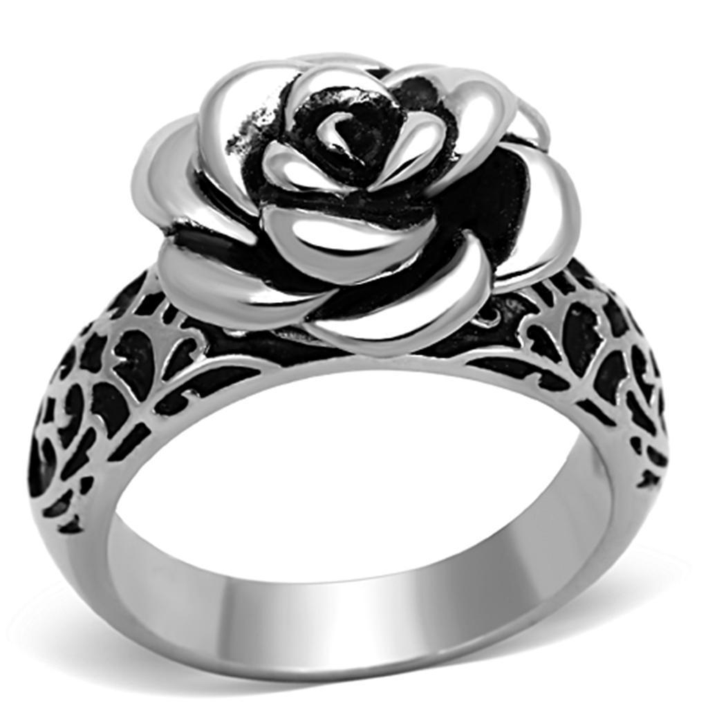 Oceľový prsteň s ornamentmi a ruží