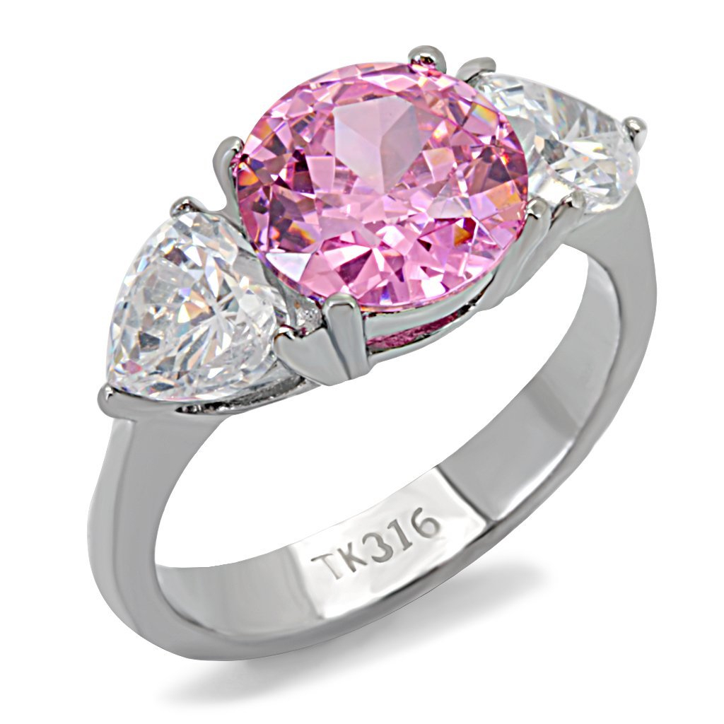 Oceľový prsteň s ružovým kameňom
