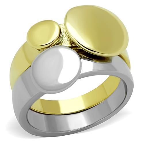 Šperky4U Dvojitý zlacený/lesklý ocelový prsten - velikost 62 - AL-0084-62