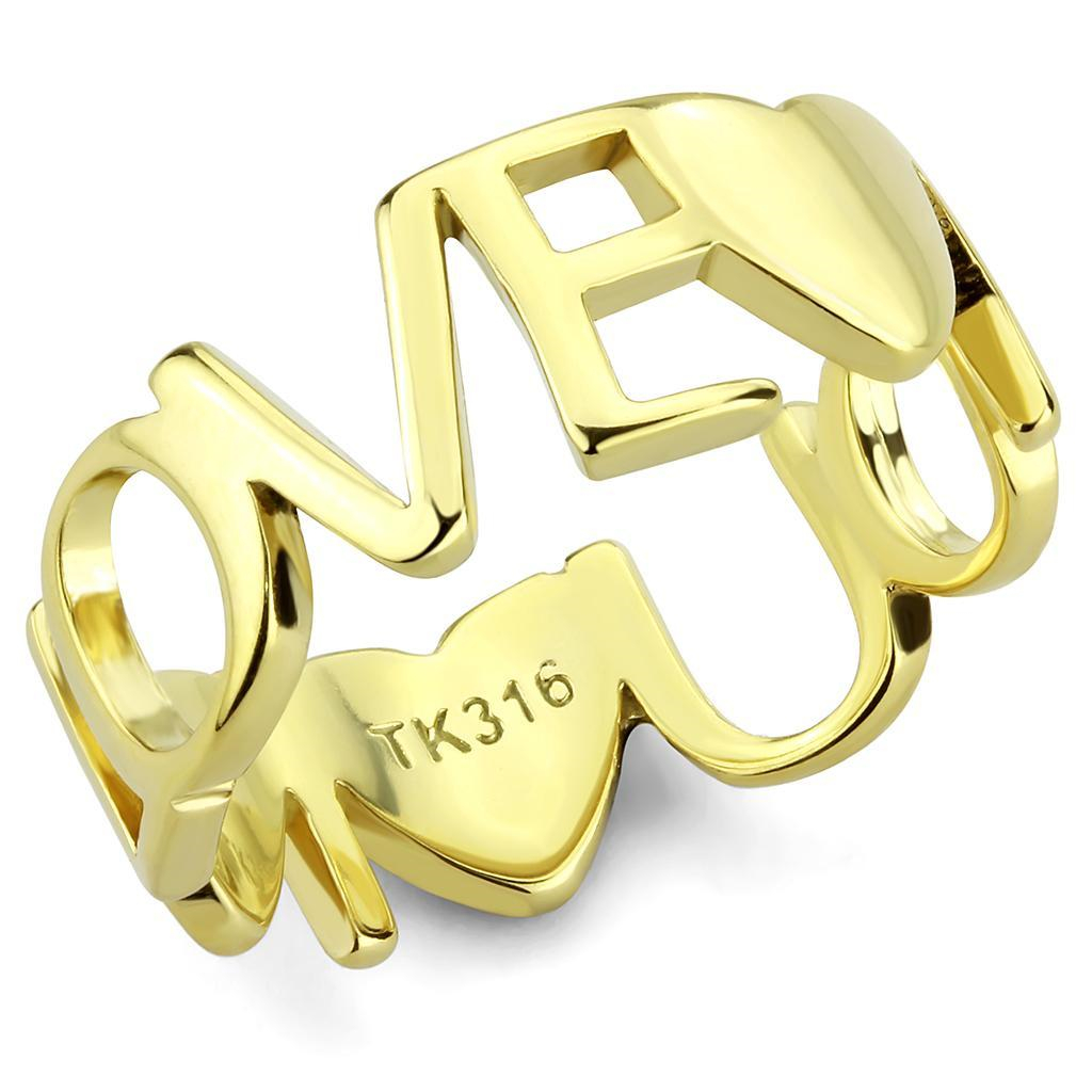 Šperky4U Zlacený ocelový prsten LOVE - velikost 57 - AL-0083-57