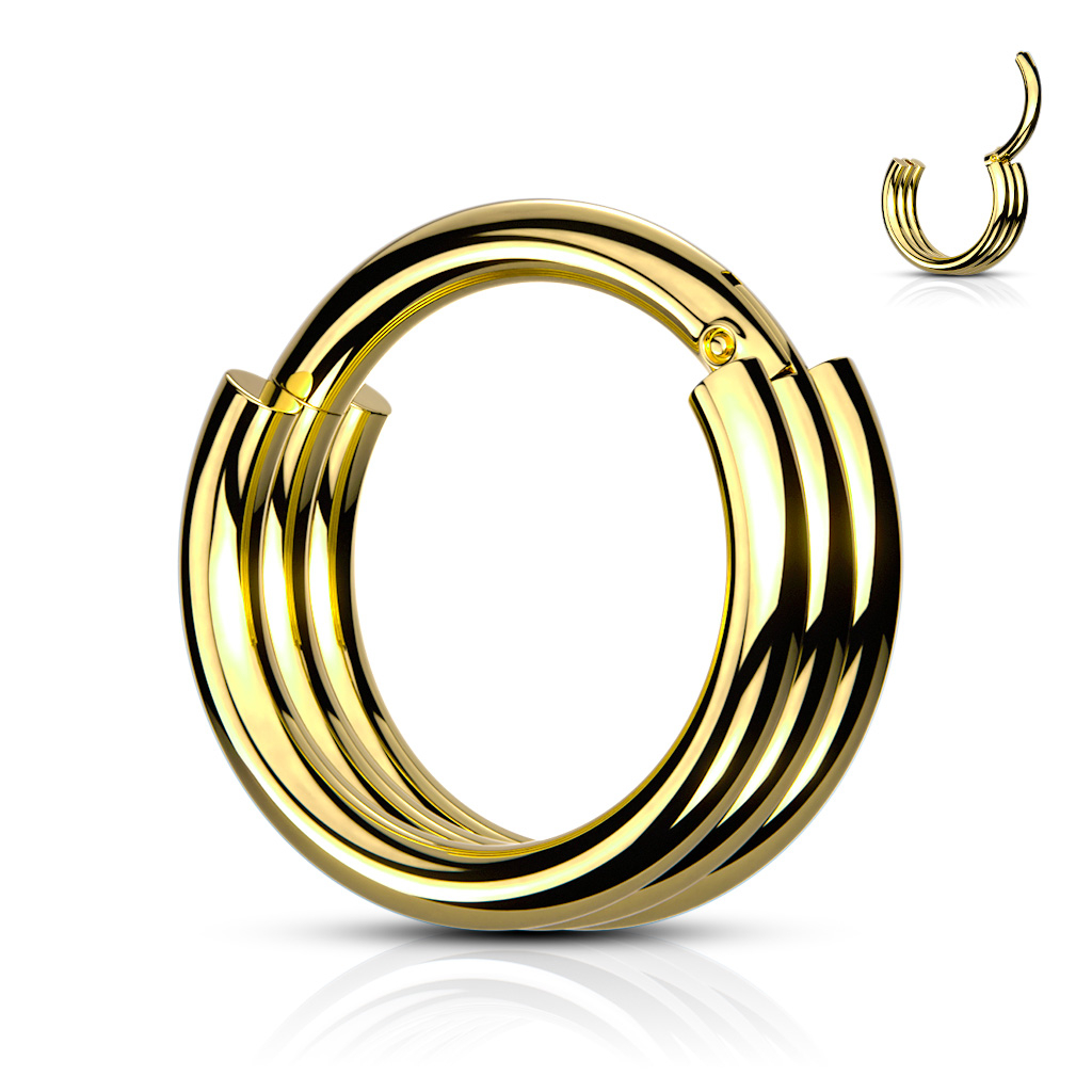Šperky4U Zlacený piercing kruh segment - K01056GD-1210