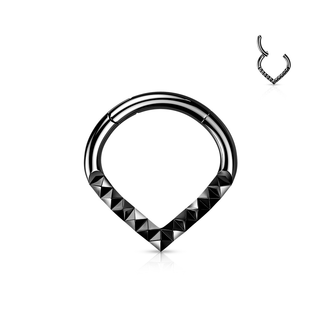 Šperky4U Černý segment piercing špičatý - helix / cartilage / tragus piercing 1,2 x 8 mm - NS0054K-1208
