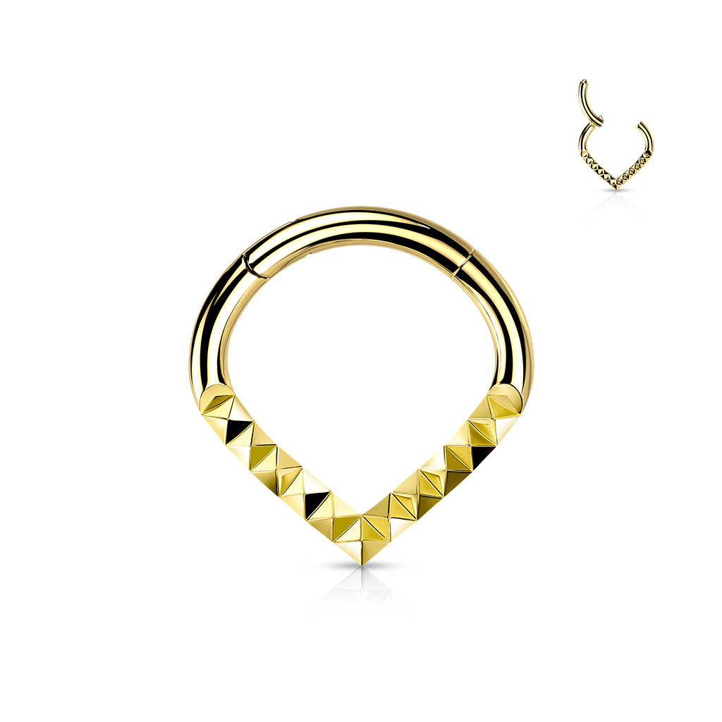 Šperky4U Zlacený segment piercing špičatý - helix / cartilage / tragus piercing 1,2 x 8 mm - NS0054GD-1208