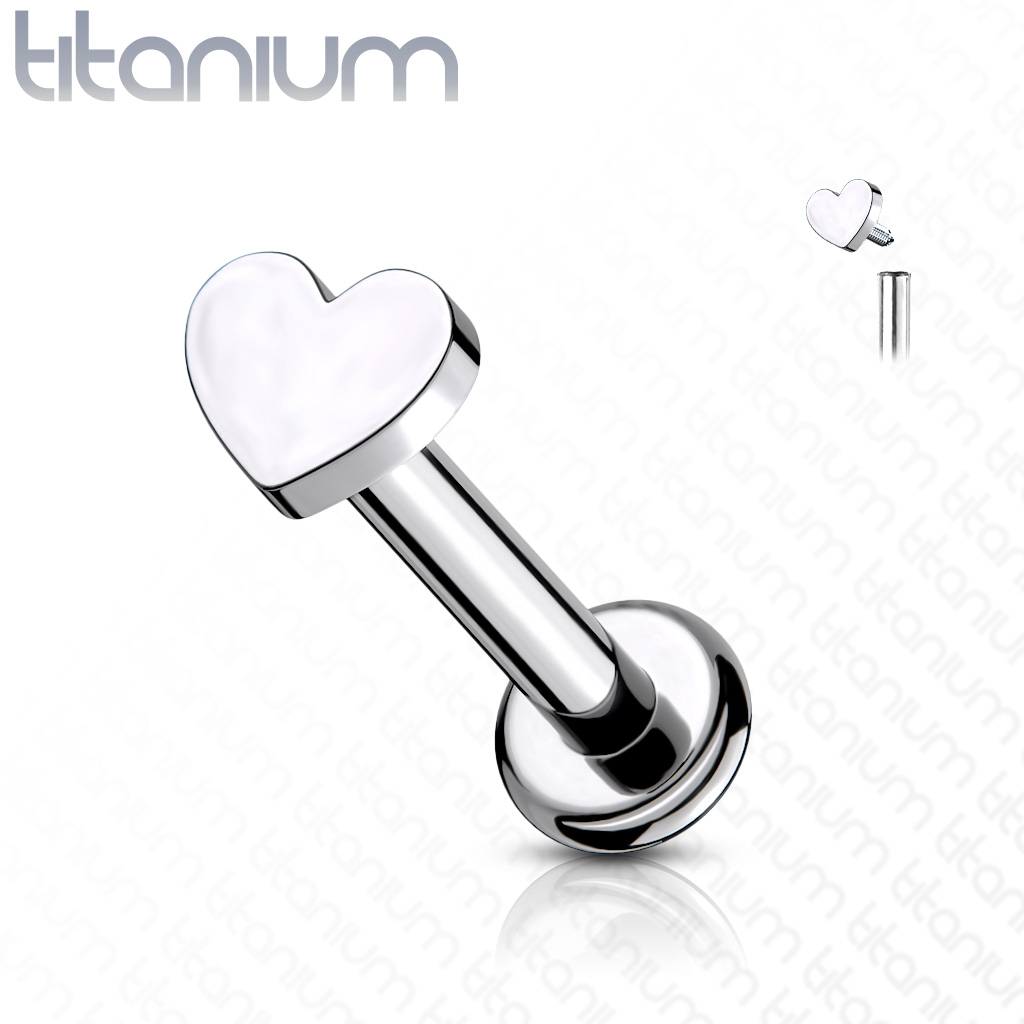 Šperky4U Piercing do brady - labreta TITAN srdíčko - TIT1098-1206