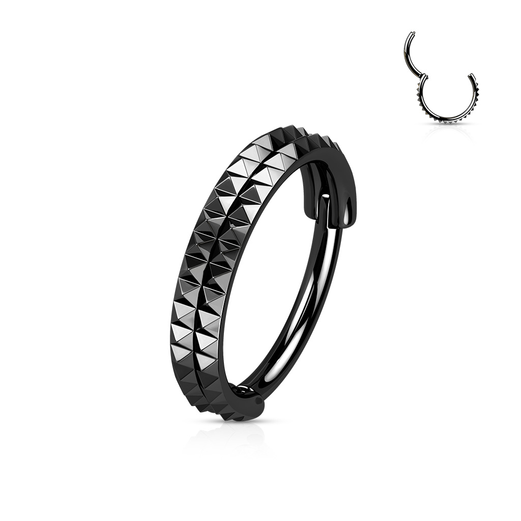 Šperky4U Černý segment kruh s hroty - helix / cartilage / tragus piercing - NS0053K-1210