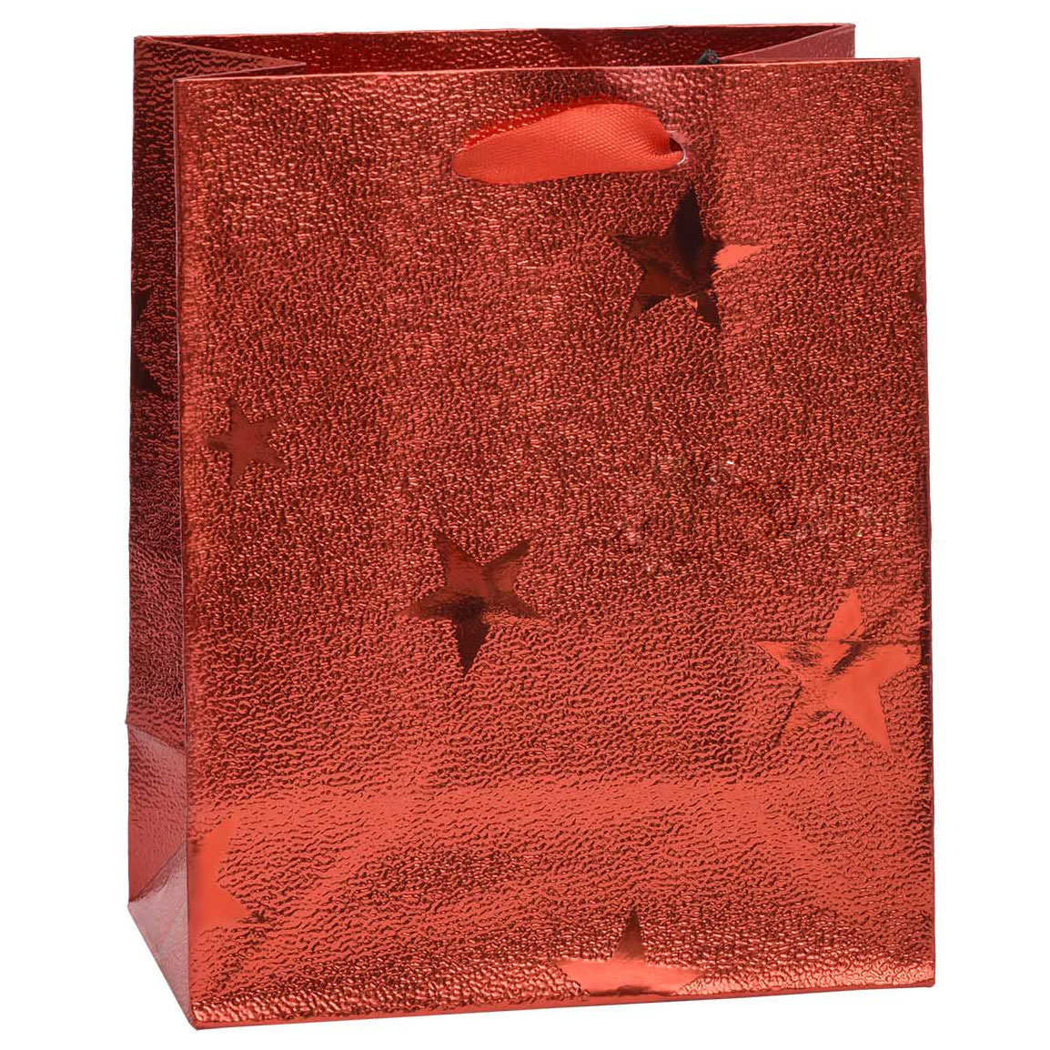 Darčeková taška červená s hviezdičkami