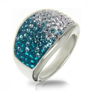 Ocelový prsten s krystaly Crystals from Swarovski®, BLUE ZIRCON