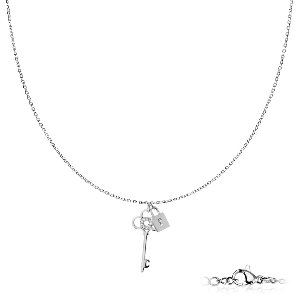 Šperky4U Dvojitý ocelový náhrdelník s přívěšky - OPD0256-ST