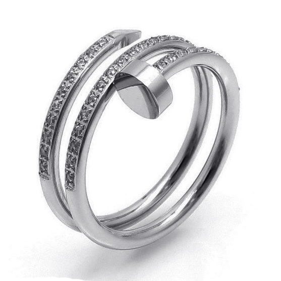 Šperky4U Ocelový prsten se zirkony - velikost 55 - OPR1885-55