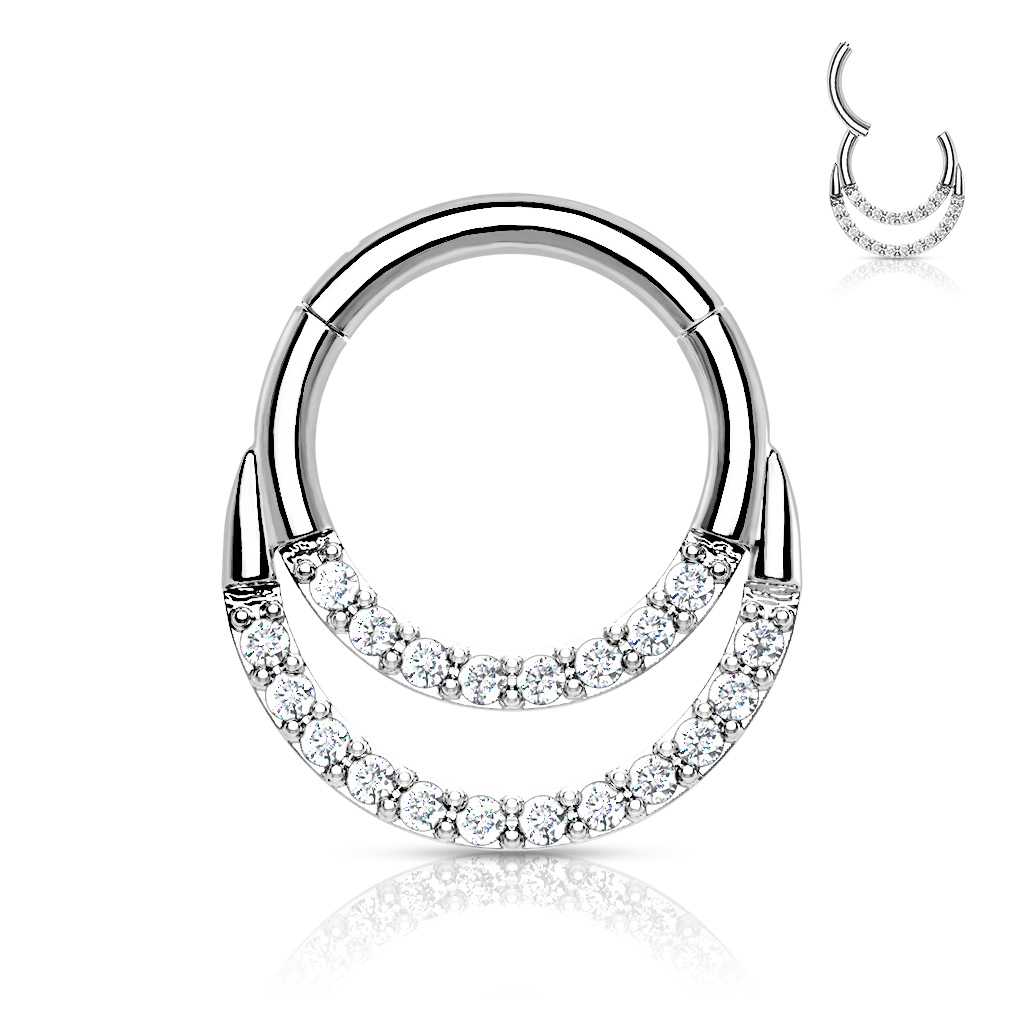Šperky4U Piercing kruh segment, čiré kameny, 1,2 x 10 mm - K01063ST-1210
