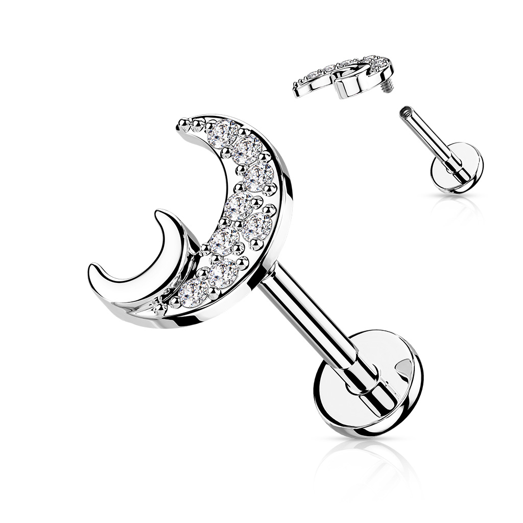 Šperky4U Piercing do brady - měsíček - LB1104ST-1206