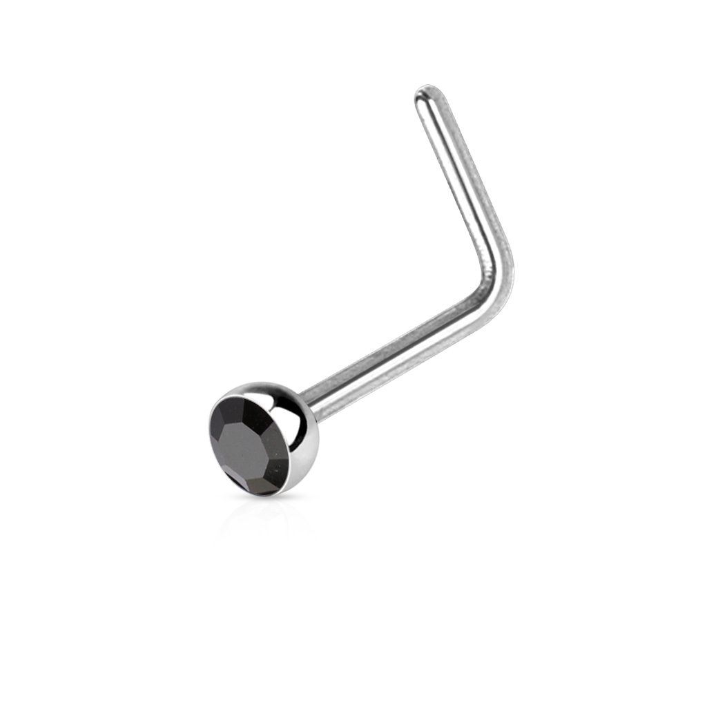 Šperky4U Zahnutý piercing do nosu s kamínkem - N0044-K