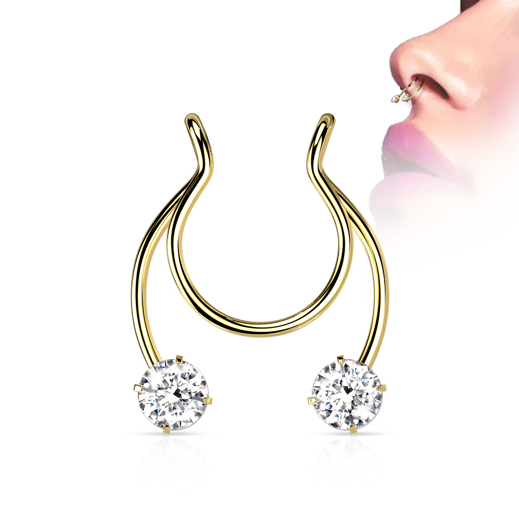 Šperky4U Falešný piercing do nosu - septum - ST0018-GD