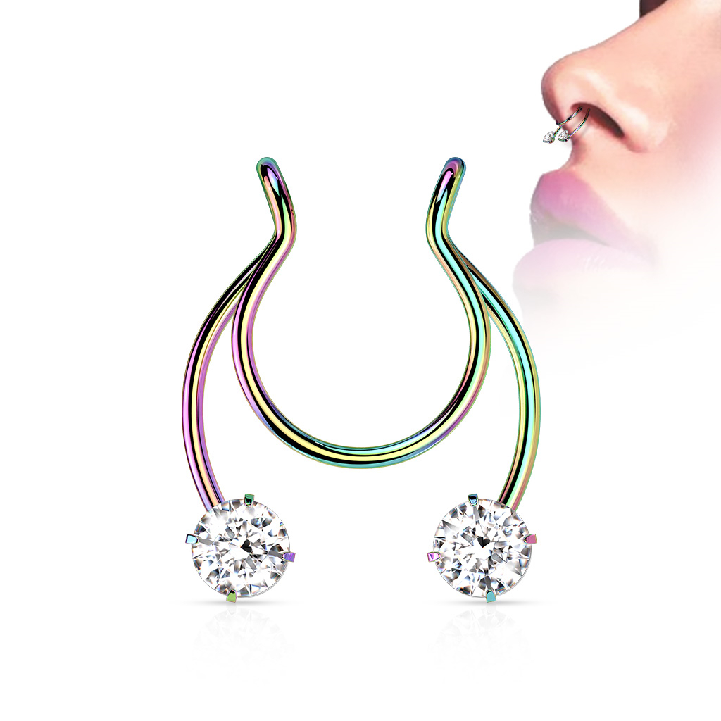 Šperky4U Falešný piercing do nosu - septum - ST0018-W