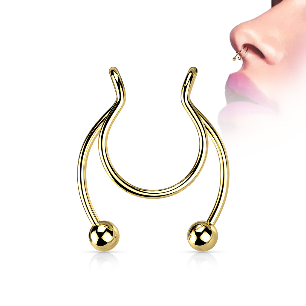 Šperky4U Falešný piercing do nosu - septum - ST0017-GD