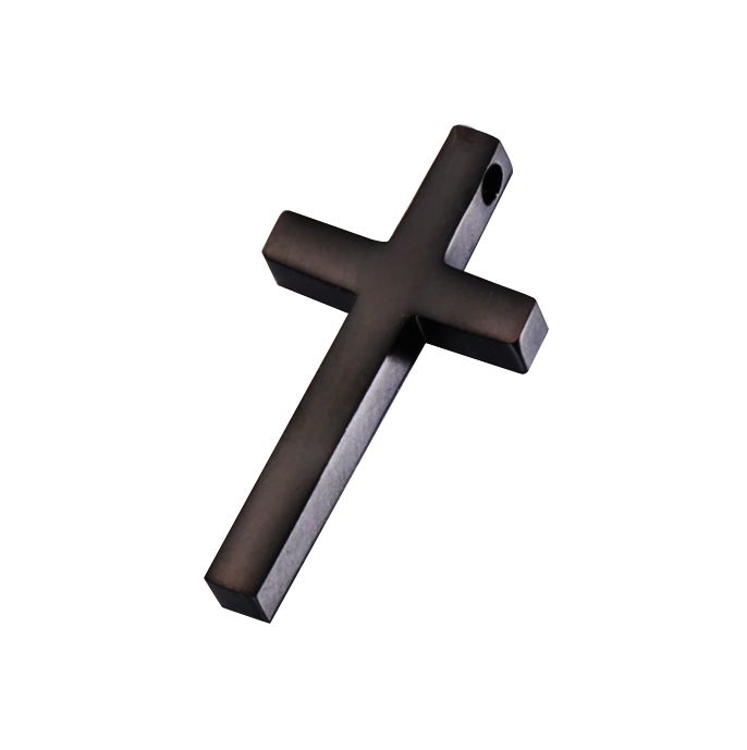 Šperky4U Černý ocelový přívěšek křížek 17 x 31 mm - OK1424-K