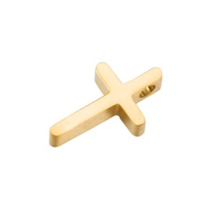 Šperky4U Drobný zlacený ocelový přívěšek - křížek - PP-1020-GD