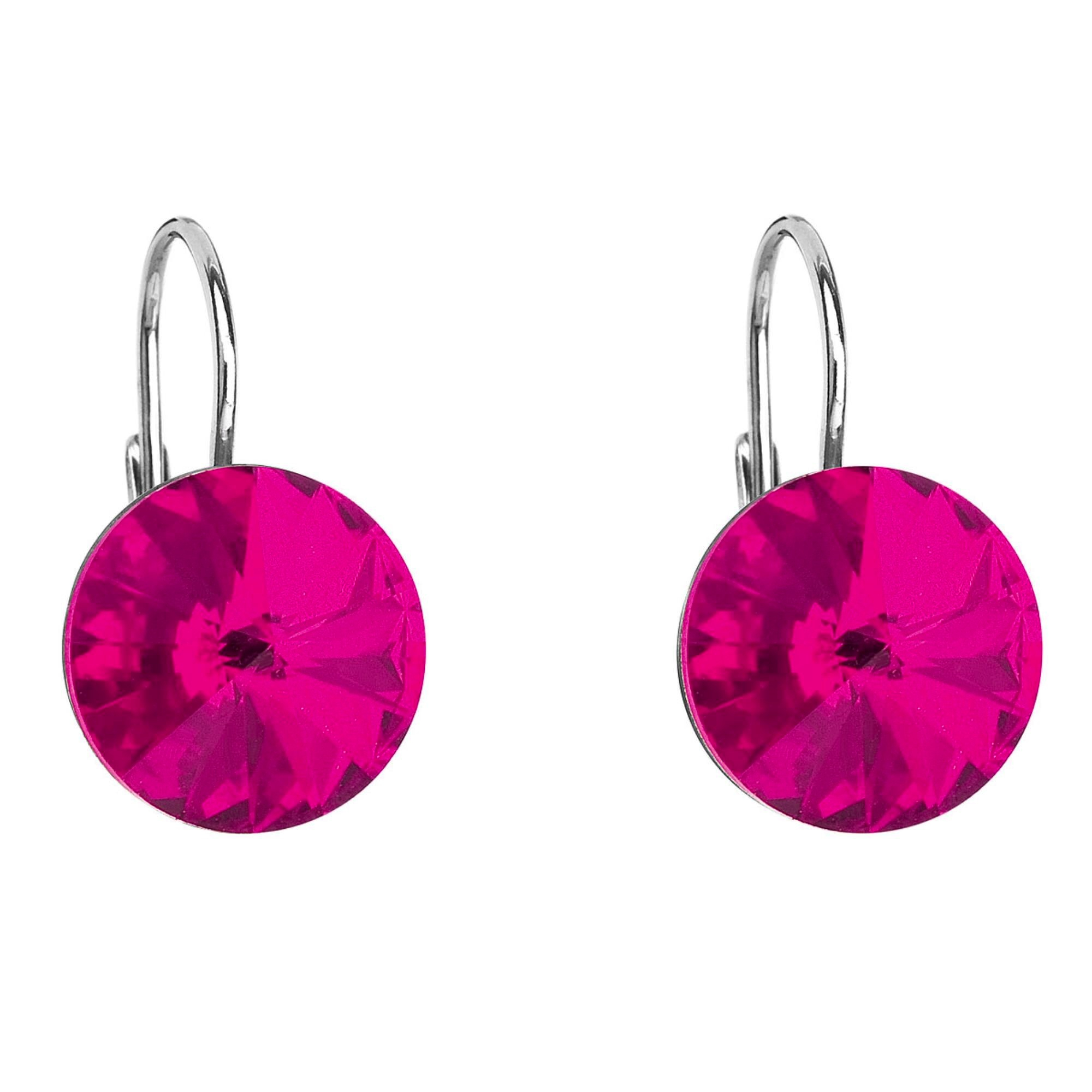 Strieborné náušnice s kryštálmi Crystals from Swarovski® Fuchsia