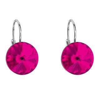 Stříbrné náušnice s krystaly Crystals from Swarovski® Fuchsia
